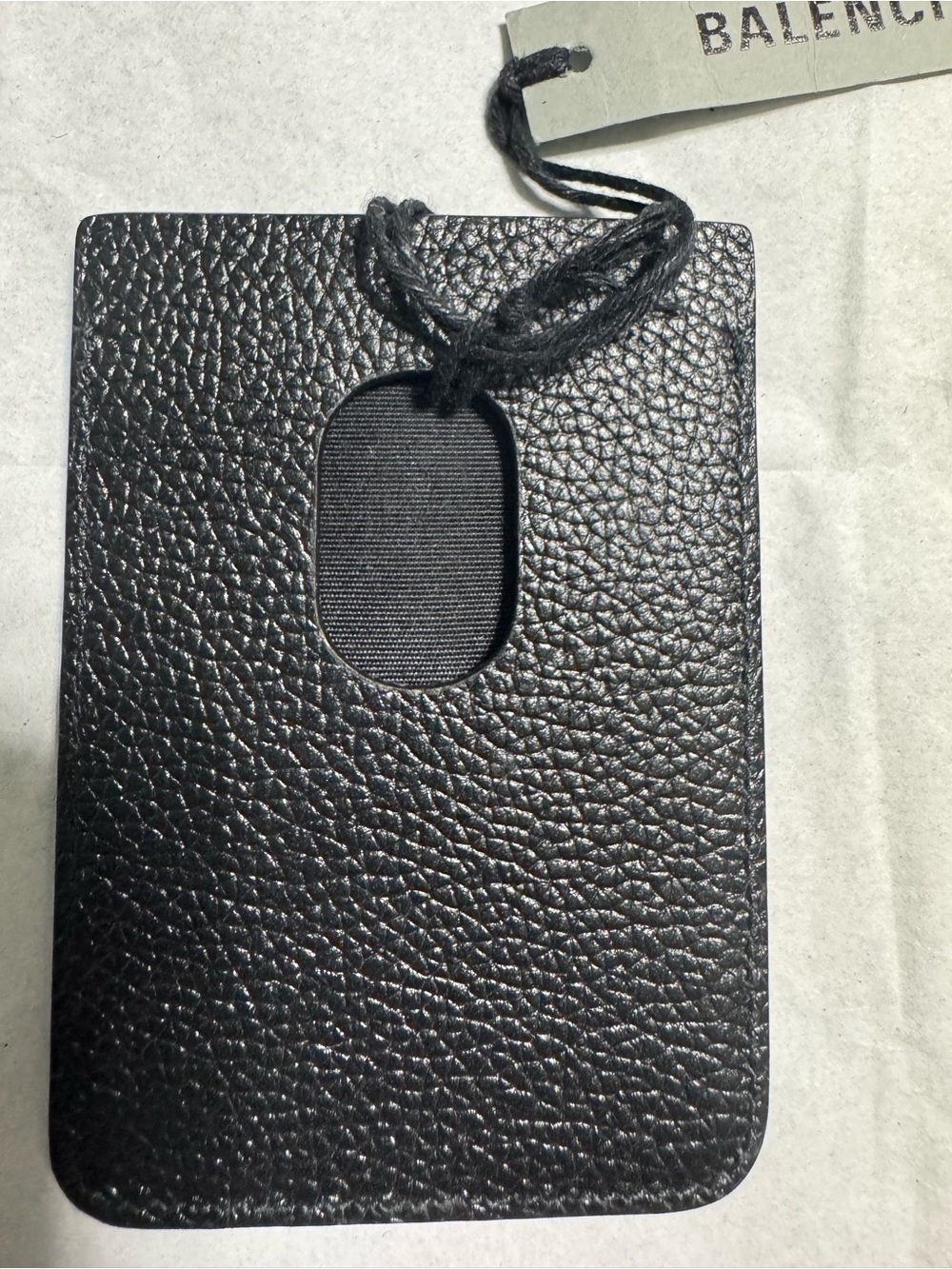 Balenciaga Black Pebbled Leather Card Sleeve - Picture 2 of 2